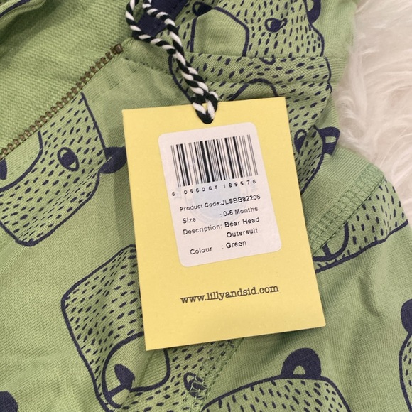 Lilly + Sid 0-6m Zip-up Bear Onesie with Hood NWT! - Picture 4 of 7